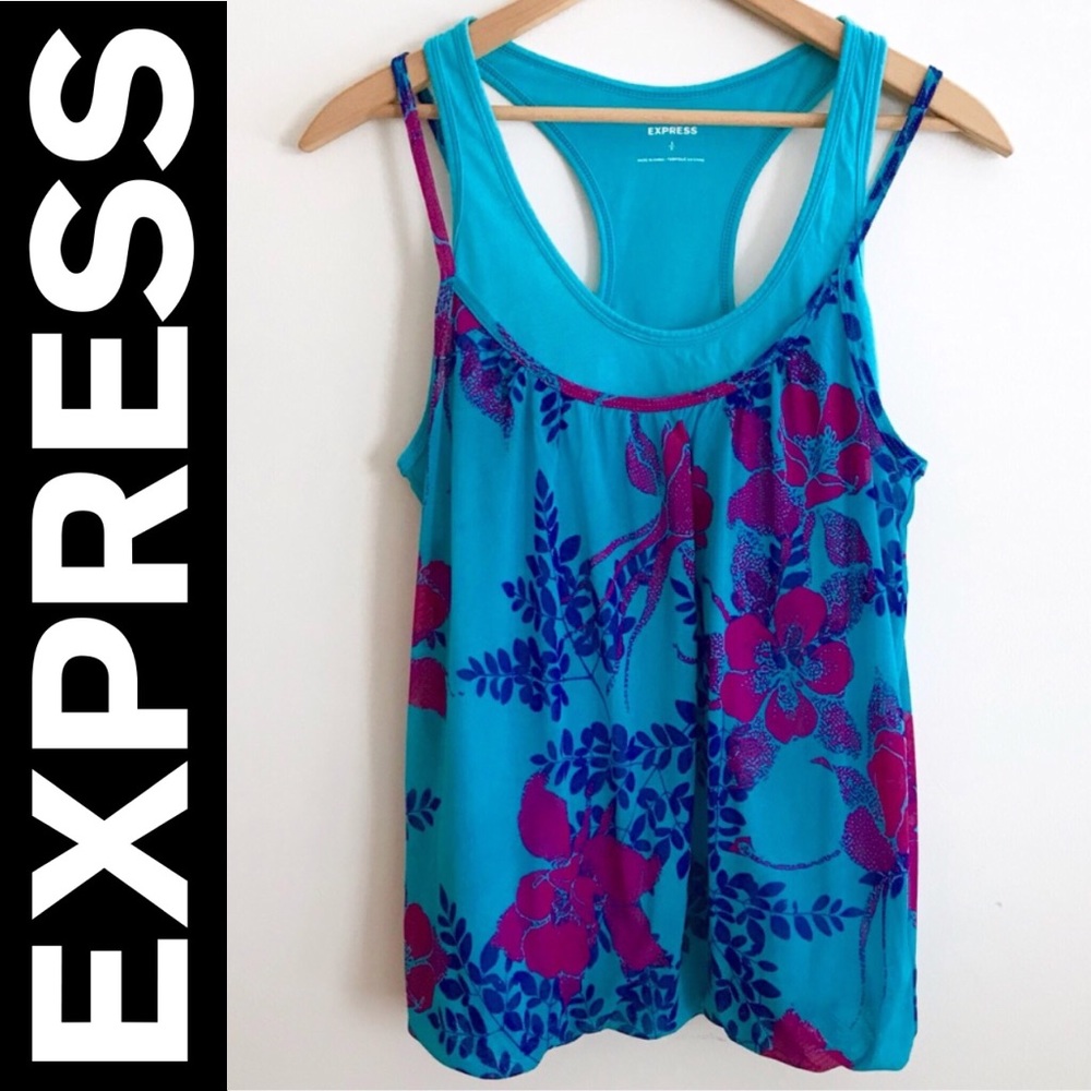NWOT EXPRESS Racerback Dbl Layer Floral Tank (S)